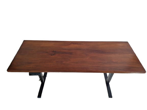 Front View Height Adjustable Desk - Cedar